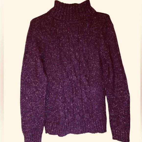 NEW YORK AND COMPANY Eggplant Wine Turtle Neck Sweater Large Previously Owned - Picture 1 of 7